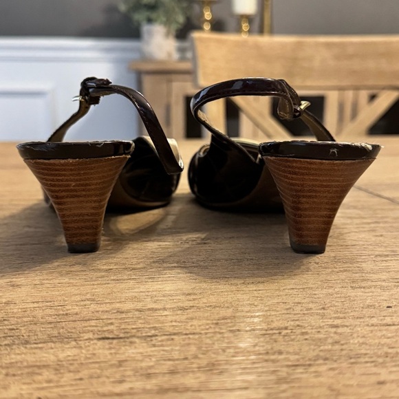 Franco Sarto Patent Leather Chocolate Brown Slingback Shoes - Size 8 - Picture 5 of 6